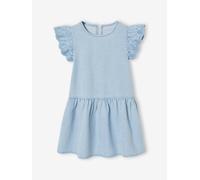 Robe fille denim manches courtes brodées double stone 4A