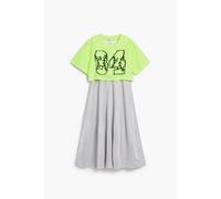 Desigual Robe gris clair / vert fluo / noir, Taille 110-116