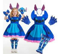 Robe fille dessin animé Disney point film robe Cosplay Costume scène Performance Halloween carnaval déguisement enfant 12 ans Stitch Suit 03