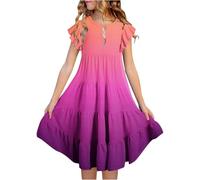 Robe Fille D'été sans Manches Grande Taille Dos Simple Classique Décontractée té T-Shirt Casual Plissée 5-16 Ans de Bal