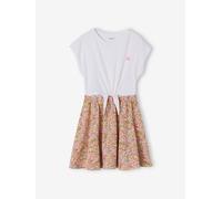 Robe fille effet 2 en 1 blanc imprimé 4A
