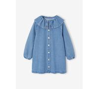 Robe fille en denim col volanté bleu moyen 14A