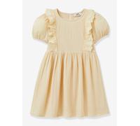 Robe fille en gaze de coton biologique jaune pâle 6A