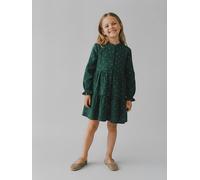 Robe fille en gaze de coton imprimée pois irisés vert sapin 14A