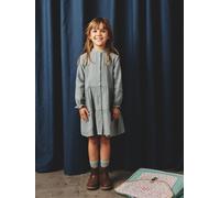 Robe fille en gaze de coton imprimée pois irisés vert sauge 14A