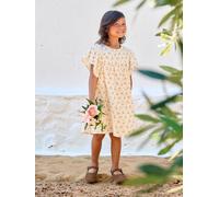 Robe fille en gaze de coton imprimée vanille 3A