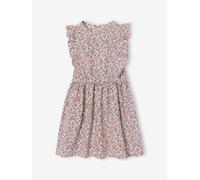 Robe fille en seersucker manches volantées blanc imprimé 5A