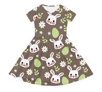 Robe Fille Ete, Robe décontractée à Manches Courtes imprimée de Dessins animés pour Petites Filles, Confortable et Douce au Quotidien