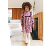 Robe fille flanelle imprimée fleurs prune 8A
