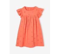 VERTBAUDET Robe cérémonie en Broderie Anglaise Fille Gaze de Coton Corail 3A