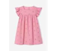 VERTBAUDET Robe Fille Gaze de Coton brodée Fleurs Vieux Rose 10A