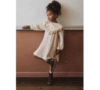 Robe fille gaze de coton imprimée fleurs écru 12A