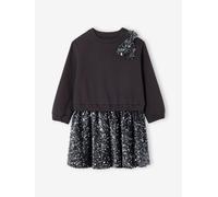 Robe fille noël à sequins effet 2 en 1 anthracite 10A