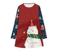 Robe Fille Noel,Robe de Noël pour Filles en Bas Âge avec Impressions 3D pour Enfants (Red, 11-12 Years)