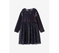 Robe fille noël velours tulle étoilé anthracite 8A