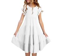 Robe Fille Princesse Ete sans Manches, Robes d'été pour Filles, Robe trapèze Fluide à Double épaisseur, Manches décontractées, Conception élégante pour Toutes Les Occasions