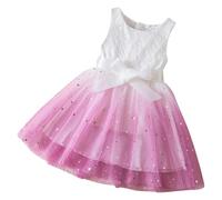 Robe Fille Printemps Ete Robes Princesse Tulle Col Rond Dress Sans Manches Robe Formelle Fête D'anniversaire Mariage Demoiselle D'honneur Fille Robes De Soirée Enfant Âge pour 3-8 Ans