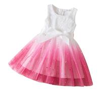 Robe Fille Printemps Ete Robes Princesse Tulle Col Rond Dress Sans Manches Robe Formelle Fête D'anniversaire Mariage Demoiselle D'honneur Fille Robes De Soirée Enfant Âge pour 3-8 Ans