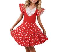 Robe Fille - Robe de Danse Espagnole Flamenco avec Jupe à Volants, Tenue de Spectacle pour Enfants avec Bretelles Réglables pour Ballet et Scène, 2 à 11 Ans