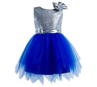 Robe Fille,Robe De Princesse Fille 3 Ans,Robe de fête sans manches colorée pour filles, avec un joli col rond, idéale pour les spectacles d'enfants. Jupe légère pour filles. (Blue, 4-5 Years)