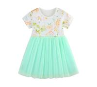 Robe Fille Robe d'été sans manches pour filles, style européen tendance, col rond, robe décontractée pour les fêtes, idéale pour les tout-petits et les petites filles. (Light Green, 7-8 Years)
