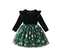 Robe Fille Robes Enfant Fille en Velours à Manche Longue Bowknot Noel Hiver Robe Princesse Elegant Tutu Jupe Partie Anniversaire Mariage HabilléE Ceremonie 2-7 Ans