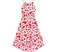 Robe Fille Rouge Cœur Amour sans Manches La Saint-Valentin Caleçon Habiller 8 Ans