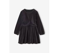 Robe fille velours côtelé effet croisé anthracite 12A