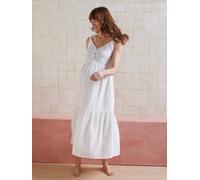 Robe fines bretelles gaze de coton grossesse et allaitement blanc 48