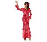 Robe Flamenco - FIESTAS GUIRCA - Rouge/Blanc - 100% Polyester - Taille 42/44 - Idéale Carnaval 42