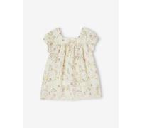 Robe fleurie bébé manches courtes écru 1M(54CM)