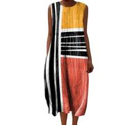 Robe Fleurie Femme Bohème Shirt Robes San Manches Casuel Ample A-Line Imprimé Fleur Robes Col en V Chic Ronde Robe Longue Femme Ete Décontractée Dress pour Plage Travail