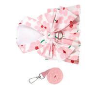 Robe Fleurie pour Chien, Style Princesse, Rose, Polyester, Taille L | Imprimé Floral Trompette, Nœud Décoratif, pour Chiennes 4-5kg, Sorties au Parc