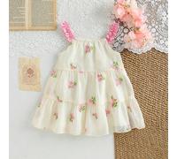 Robe florale élégante et mignonne pour bébé fille, en crêpe apricot. Robe de princesse douce et confortable. à la mode et dynamique. Nouvelle arrivée printemps/été. Convient pour les fêtes d'anniversa