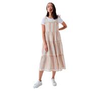 Robe Fluide Effet Rayures - Salsa - Midi - Blanc - Femme M