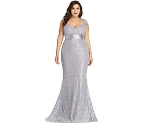 Robe G1255 Élégante dentelle taille empire col en V manches manches grande taille robes de soirée sirène 08798PL Taille-36 36