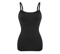 Robe Gainante Camisole de Compression à col Ras du Cou, contrôle Ventre et la Taille, vêtement Gainant, Haut d'été, Noir, Nude, Lisse, Amincissant(Black,XL)