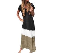 Robe GN1P4 décontracté grande taille maxi robe à manches courtes col en V robe de teinture pour la mode d'été dégradé robes longues 34