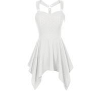 Robe gothique à bretelles pour femme - Robe midi steampunk pour femme avec ourlet irrégulier - Robe sexy à épaules dénudées - Punk - Couleur unie - Costume d'Halloween - Carnaval - Club - Fête - Mode