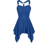 Robe gothique à bretelles pour femme - Robe midi steampunk pour femme avec ourlet irrégulier - Robe sexy à épaules dénudées - Punk - Couleur unie - Costume d'Halloween - Carnaval - Club - Fête - Mode