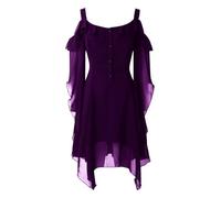 Robe gothique à manches chauve-souris pour femme - Robe midi steampunk pour femme - Maille vampire - Patchwork - Robe de sorcière avec ourlet irrégulier - Robe de sorcière - Robe de bandage, Halloween