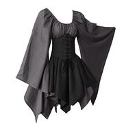 Robe Gothique Femme Costume Halloween Deguisement Medievale Medieval Renaissance Grande Taille Adulte D'halloween Pour Femmes Princesse Tenue De Soiree Médiéval Vintage Année 80 Vetement Longue,XL