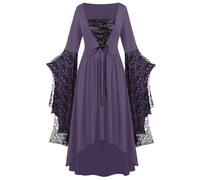 Robe Gothique Femme Vampire Longue Halloween Médiévale Deguisement Sorciere Medievale Medieval Renaissance Costume Princesse Carnaval De Venise Costumes Noire Noel Déguisement Médiéval Moyen Age