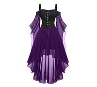 Robe Gothique Femme Vintage DéGuisement Adulte SorcièRe, Deguisement Halloween Sexy Diablesse Style Traditionnel MéDiéVal Longueur Au Sol Cosplay Princesse