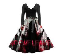Robe Gothique Femme Vintage Robe MéDiéVale Grande Taille, Deguisement Halloween Sexy Diablesse Chambre Velours avec Manches Longues Col en V Reine Renaissance