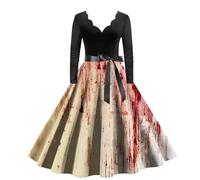 Robe Gothique Femme Vintage Robe MéDiéVale Grande Taille, Deguisement Halloween Sexy Diablesse Chambre Velours avec Manches Longues Col en V Reine Renaissance