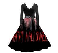 Robe Gothique Femme Vintage Robe MéDiéVale Grande Taille, Deguisement Halloween Sexy Diablesse Chambre Velours avec Manches Longues Col en V Reine Renaissance