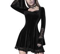 Robe gothique grande taille vêtements alternatifs gothique sorcière punk robe Lolita, 1-Noir, M