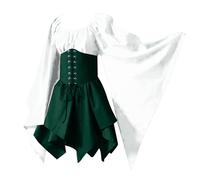 Robe gothique médiévale pour femme pour Halloween et cosplay. Vêtements polyvalents pour un usage quotidien. Coupe ample, style confortable et décontracté pour toutes les tuniques médiévales (blanc