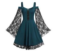 Robe Gothique Médiévale Pour Femme Sans Manches, Robe Vintage En Dentelle Florale Adulte, Robes Medievale D'halloween, Vêtements Pour Carnaval Toussaint Cosplay Hippie Steampunk Victorienne